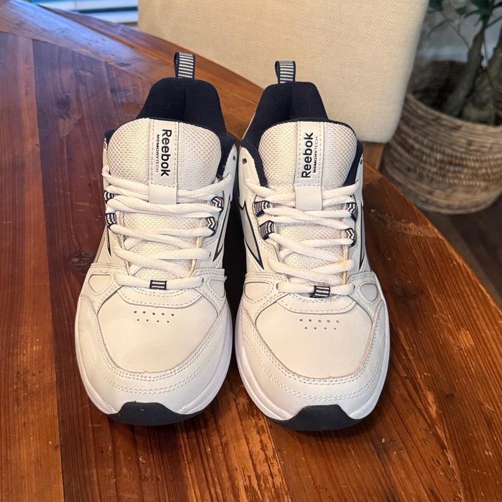 Reebok Cream and Navy Athletic Shoes